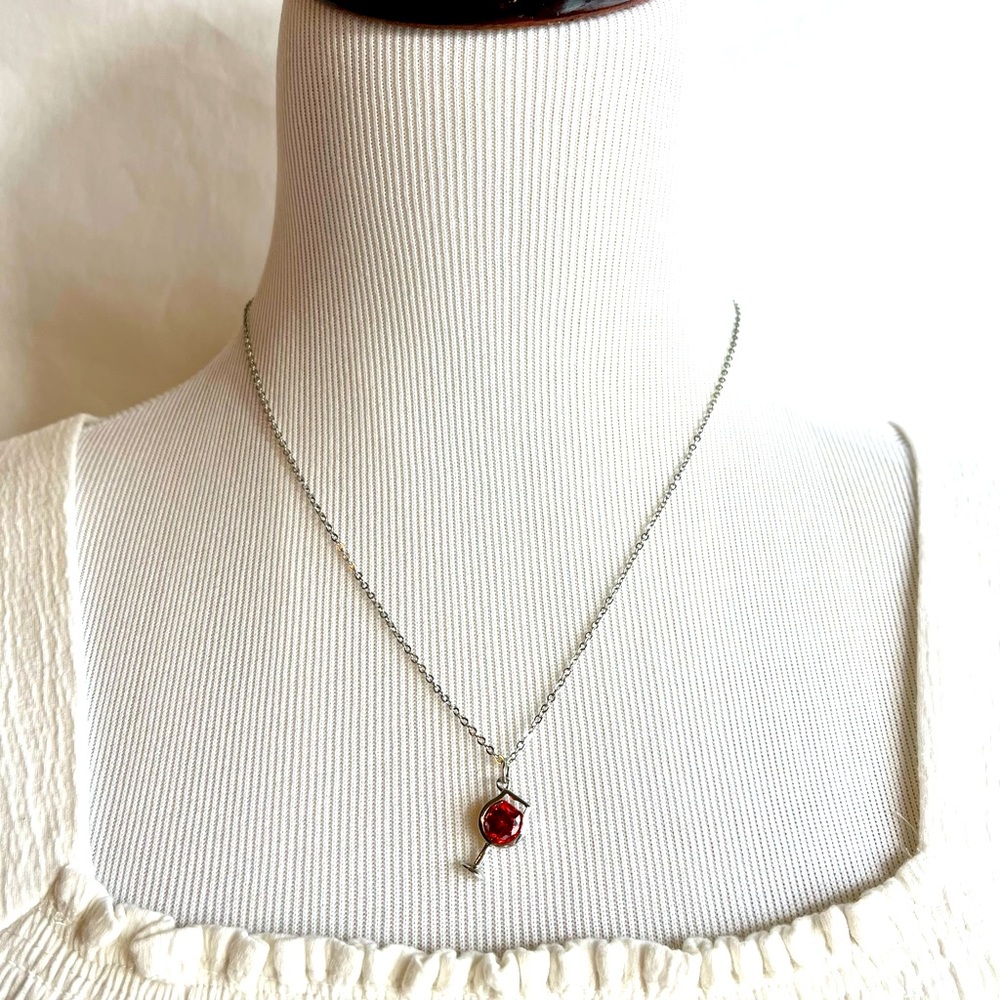 Glass of Wine pendant on 18” silver chain
